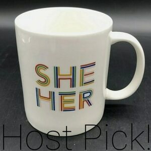 NEW Room Essentials Stoneware Mug "She / Her" Preferred Pronoun Pride LGBT White